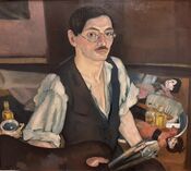 Моше Пьяде. Автопортрет с японскими куклами. 1916 г.