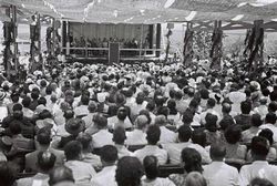 Церемония закладки Научно-исследовательского института имени Х. Вейцмана в Реховоте. 1946 г. Фото З. Клюгера. Государственное бюро печати. Израиль.